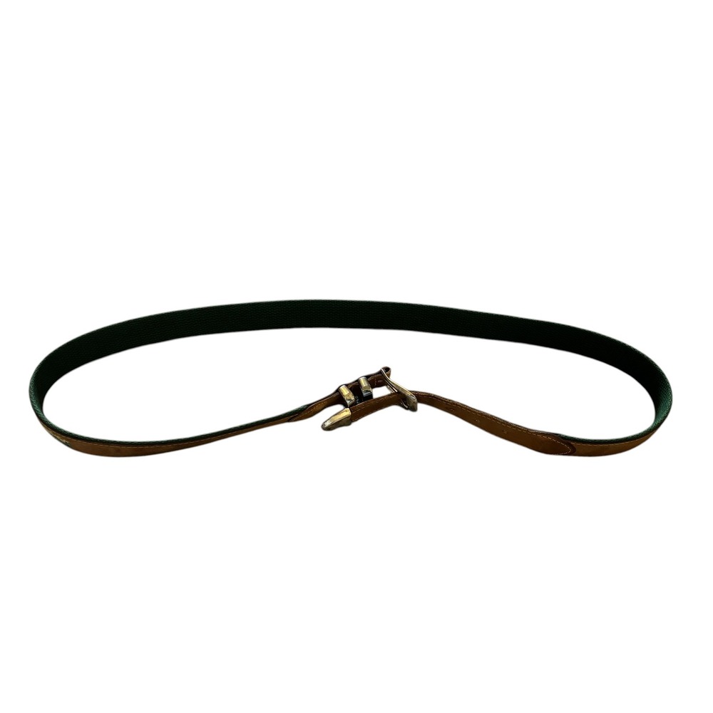 Vintage JTS Mahi Mahi Fish‎ Leather Webbing Belt Brown Green Mens 44 Made in USA